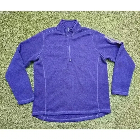 Eddie Bauer Mens XL Long Sleeve Half Zip Pullover Blue Fleece Sweater Shirt - Picture 1 of 7